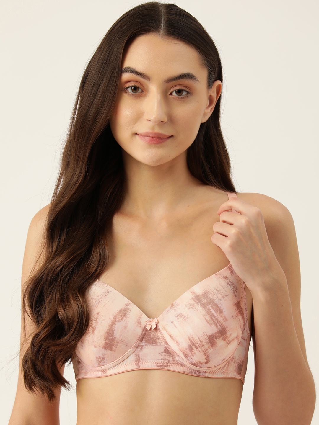 

Leading Lady Abstarct Printed Full Coverage Lightly Padded Bra, Peach