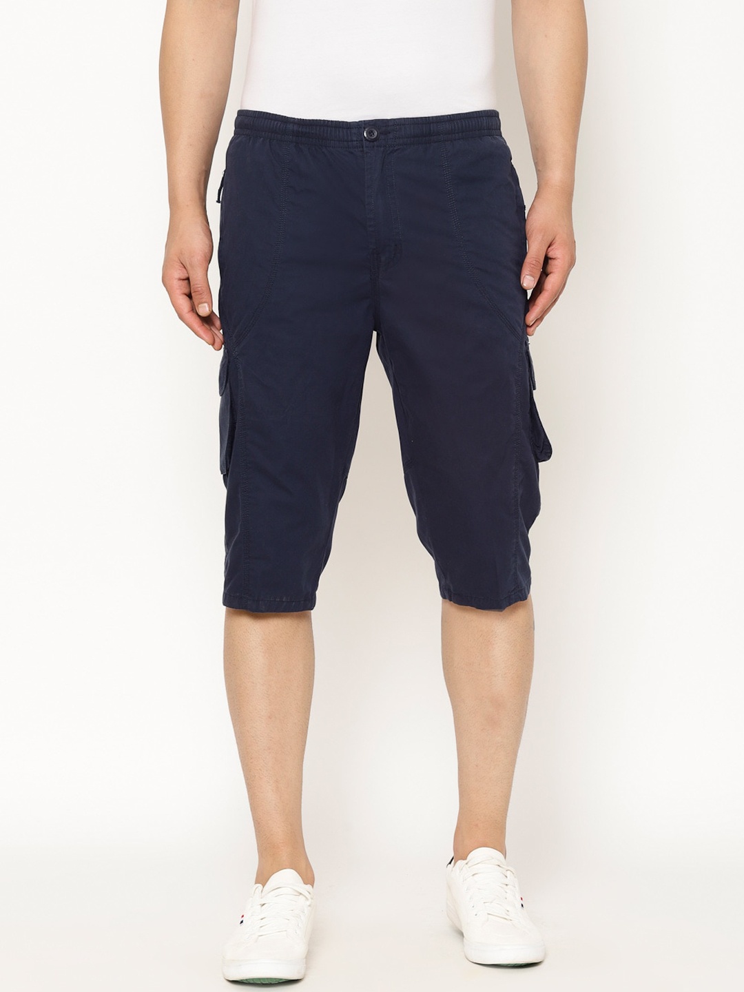

SAPPER Men Mid-Rise Cotton Cargo Shorts, Navy blue