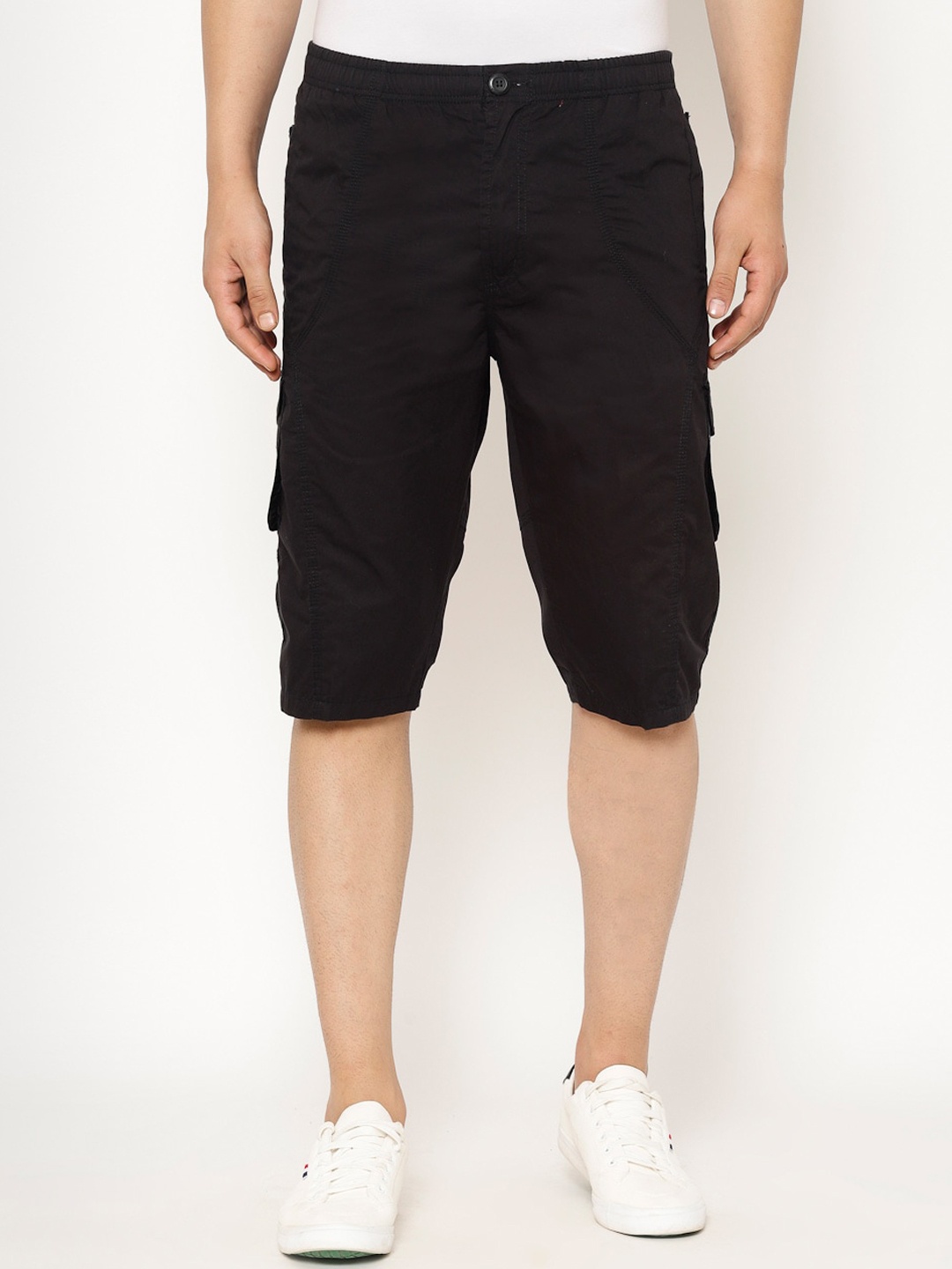 

SAPPER Men Mid-Rise Cotton Cargo Shorts, Black