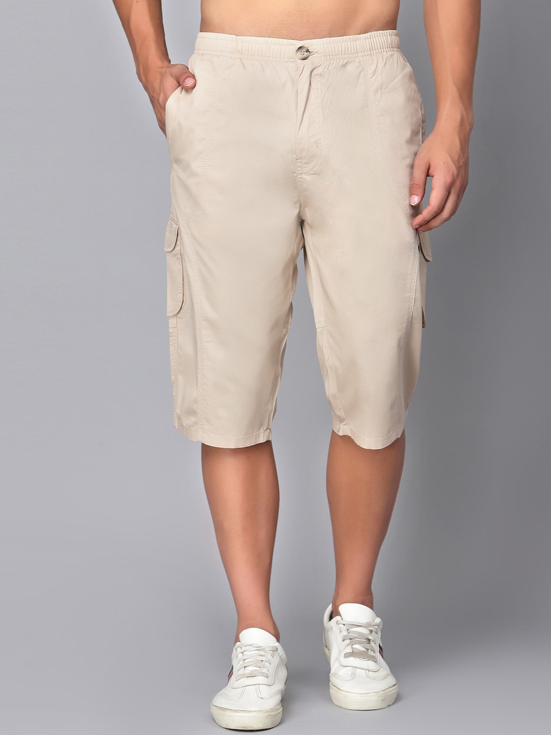 

SAPPER Men Mid-Rise Cotton Cargo Shorts, Beige