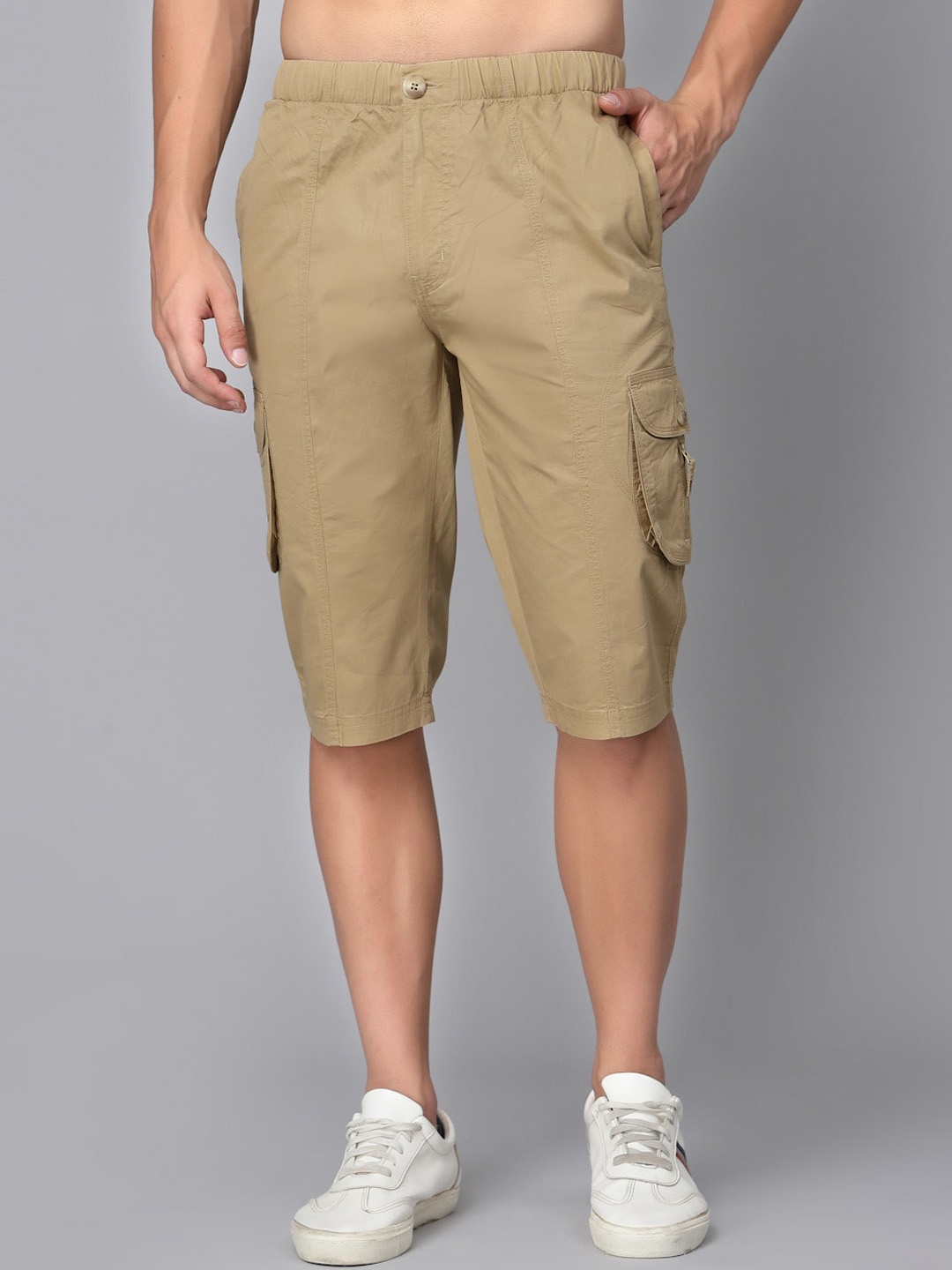 

SAPPER Men Mid-Rise Cotton Cargo Shorts, Khaki
