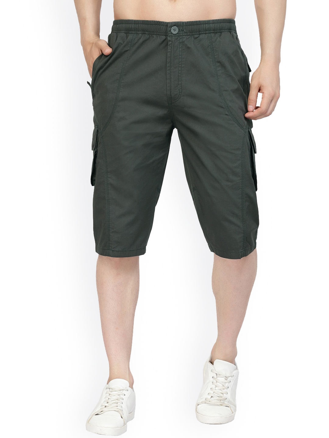 

SAPPER Men Mid-Rise Cotton Cargo Shorts, Green