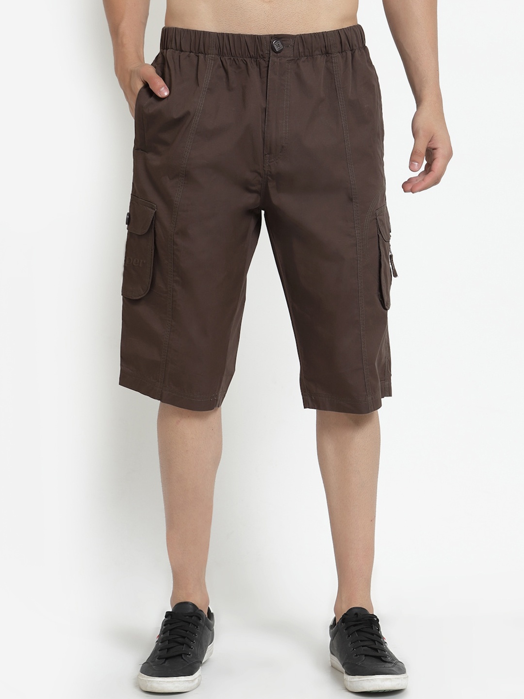 

SAPPER Men Mid-Rise Casual Cotton Cargo Shorts, Brown