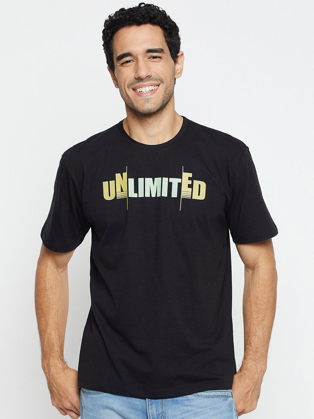 

Mast & Harbour Typography Printed Pure Cotton T-shirt, Black