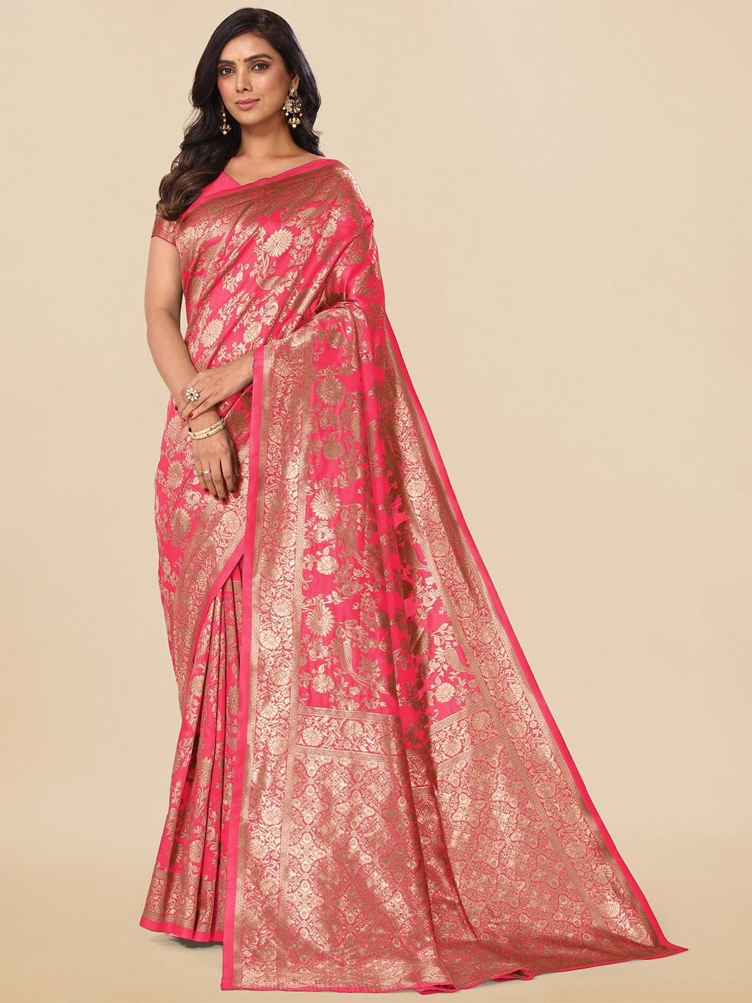 

KALINI Woven Design Zari Banarasi Saree, Pink