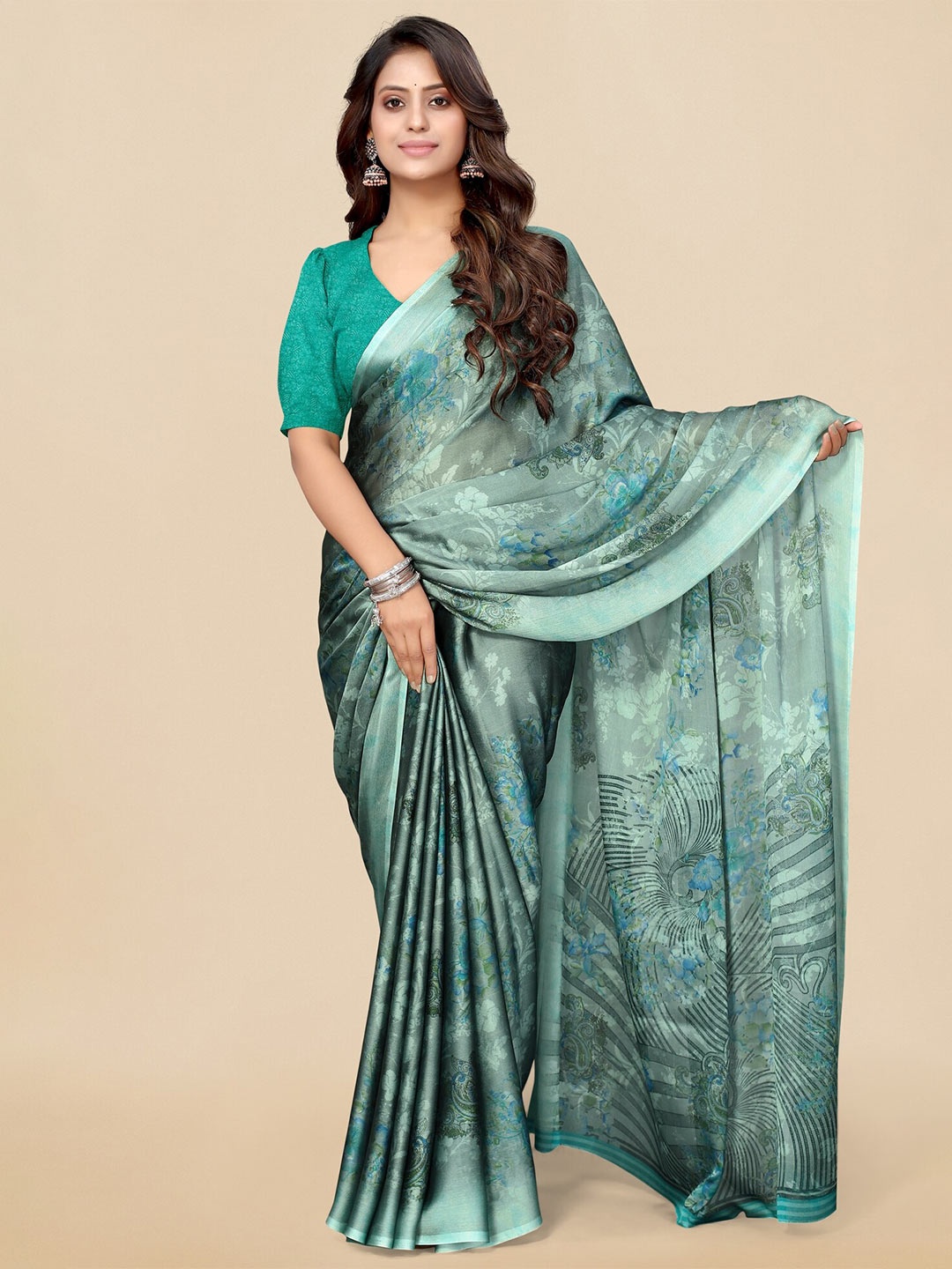 

KALINI Floral Printed Saree, Grey