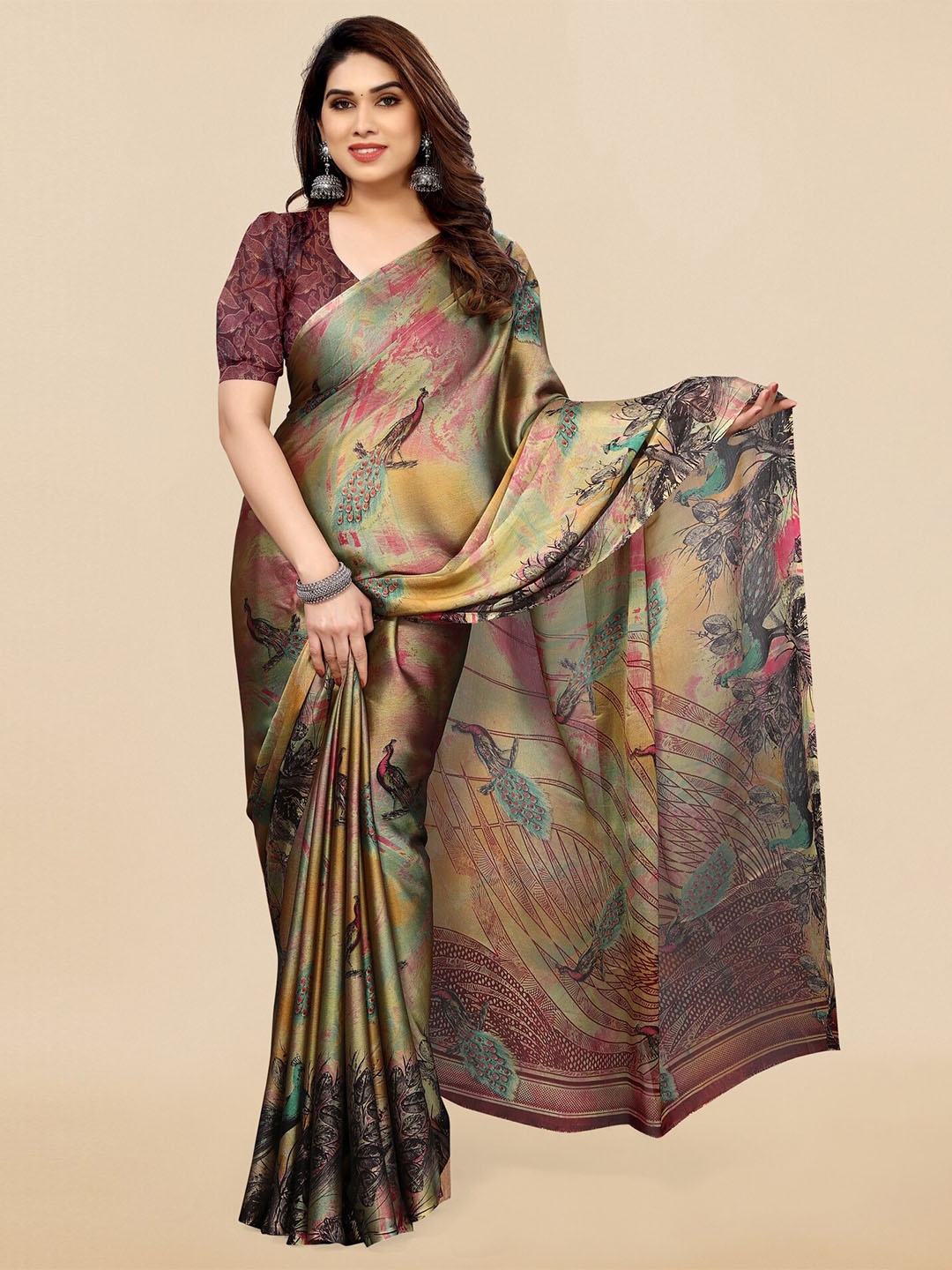 

KALINI Ethnic Motifs Printed Saree, Maroon