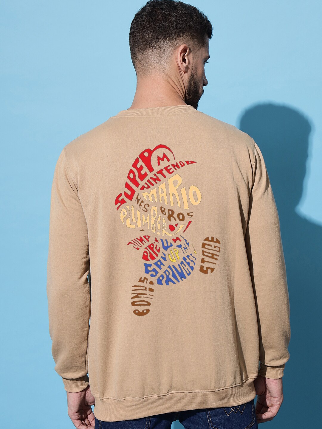 

Imsa Moda Typography Printed Fleece Pullover, Beige