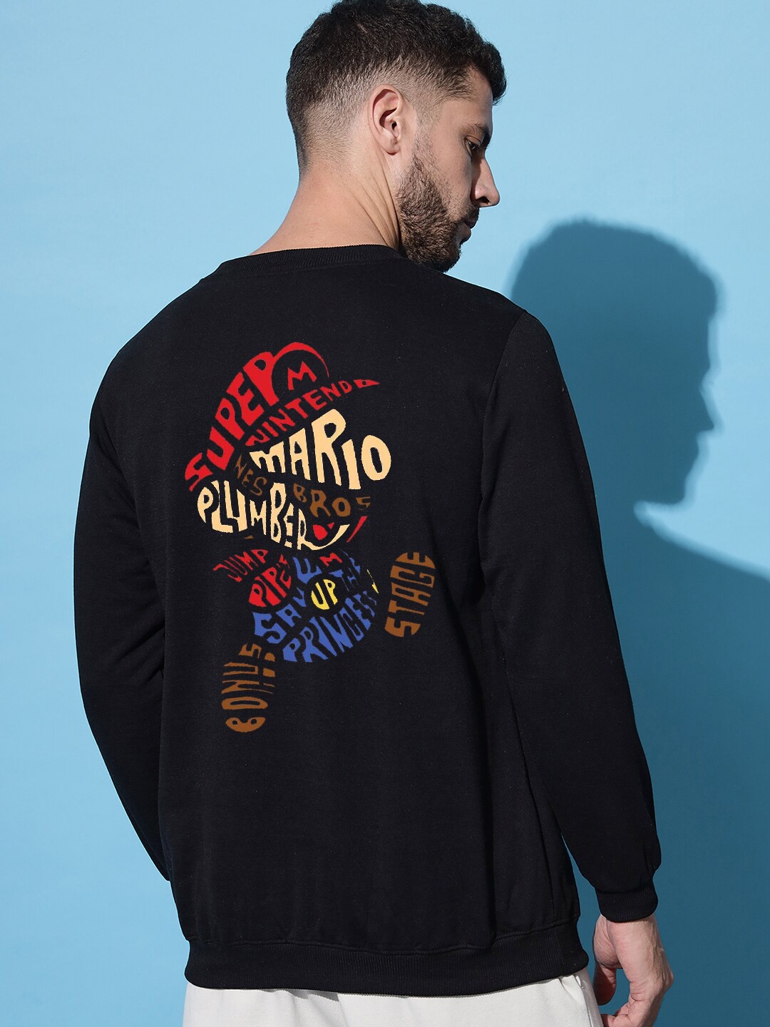 

Imsa Moda Typography Printed Fleece Pullover Sweatshirt, Black