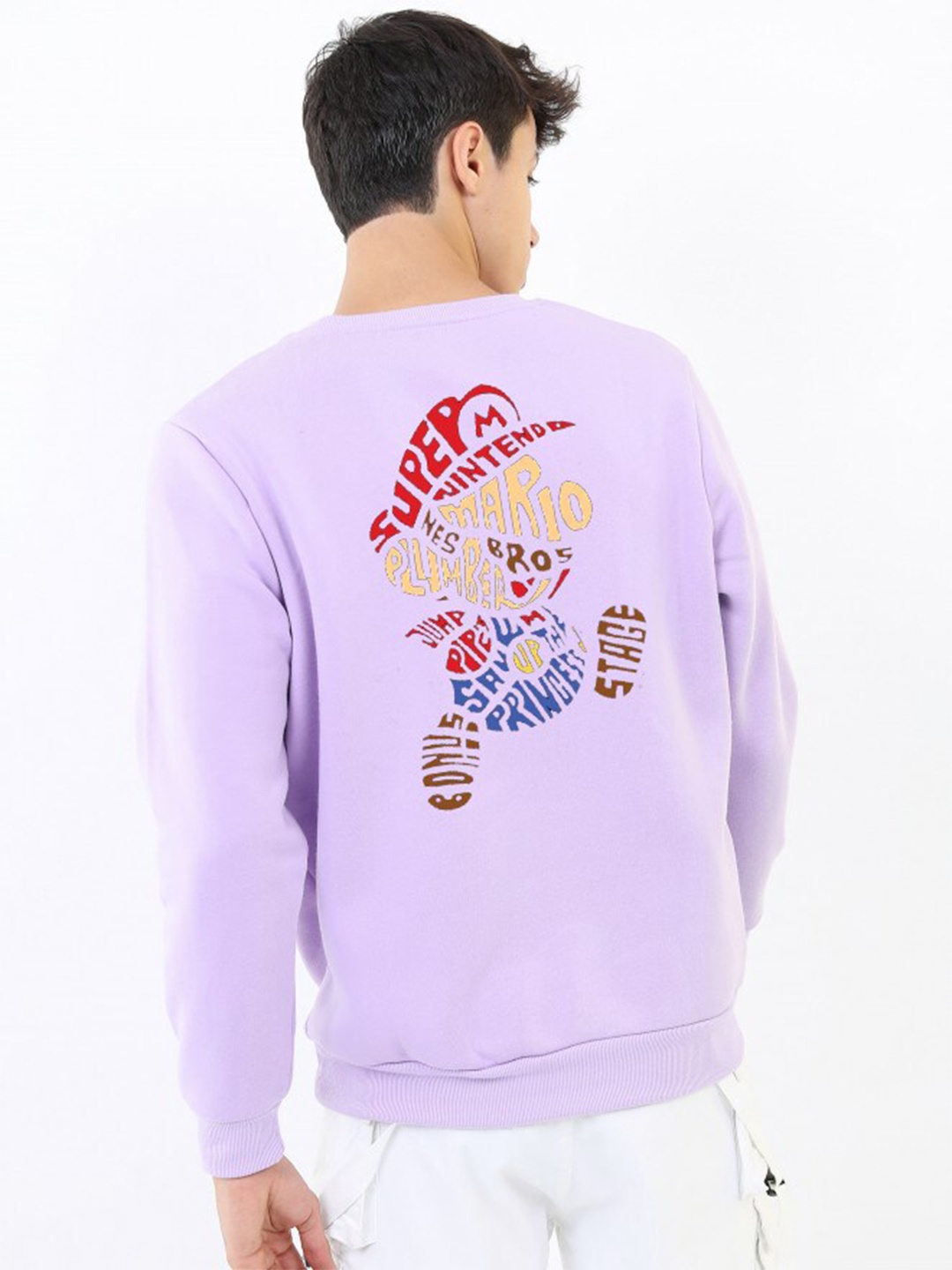 

Imsa Moda Typography Printed Fleece Pullover, Lavender