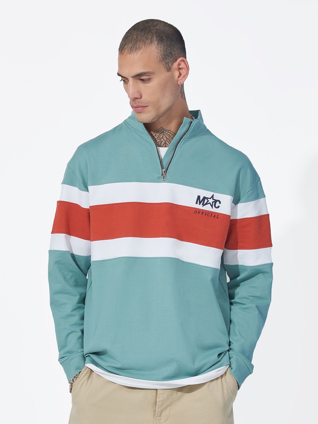 

Maniac Striped Cotton Pullover Sweatshirt, Green