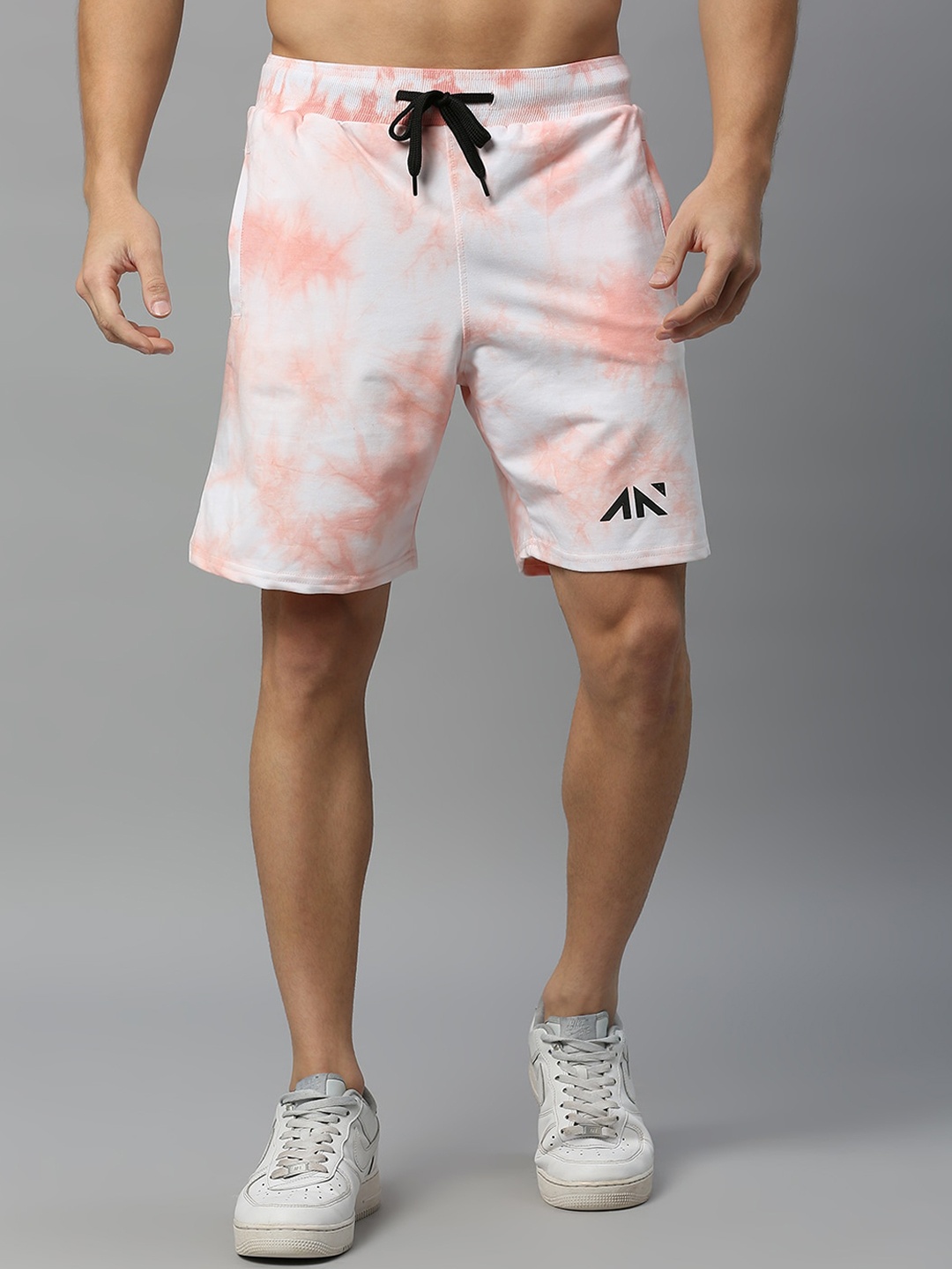 

AESTHETIC NATION Men Abstract Printed Mid-Rise Regular Fit Cotton Regular Shorts, Peach