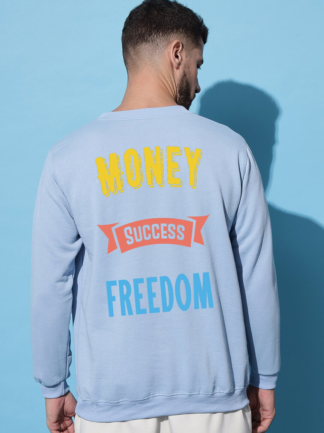

Imsa Moda Typography Printed Fleece Pullover Sweatshirt, Blue