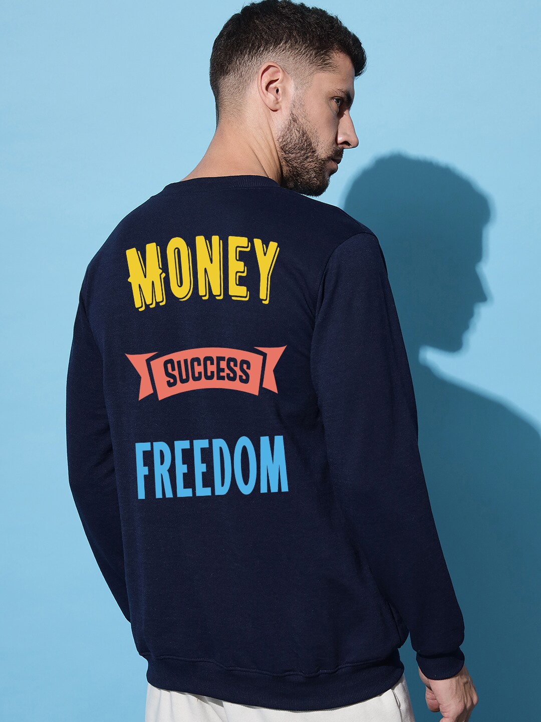 

Imsa Moda Typography Printed Fleece Sweatshirt, Navy blue