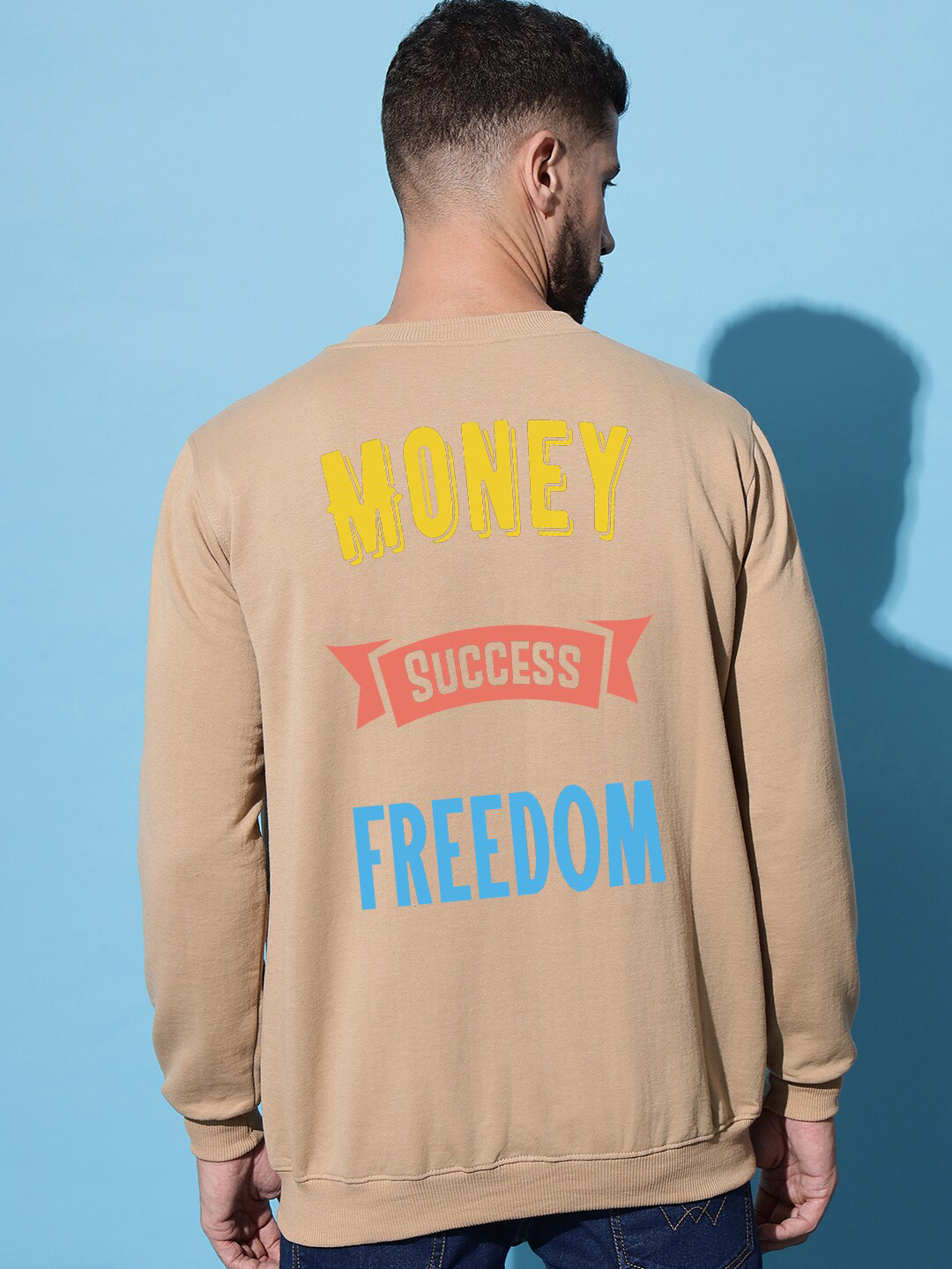 

Imsa Moda Typography Printed Fleece Pullover, Beige