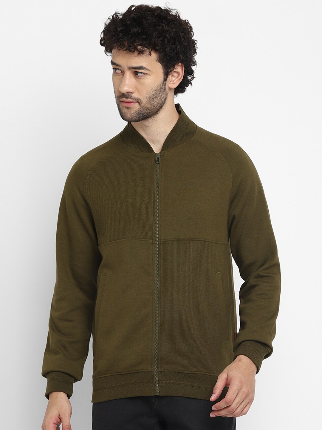 

Red Chief Mock Collar Cotton Sweatshirt, Olive