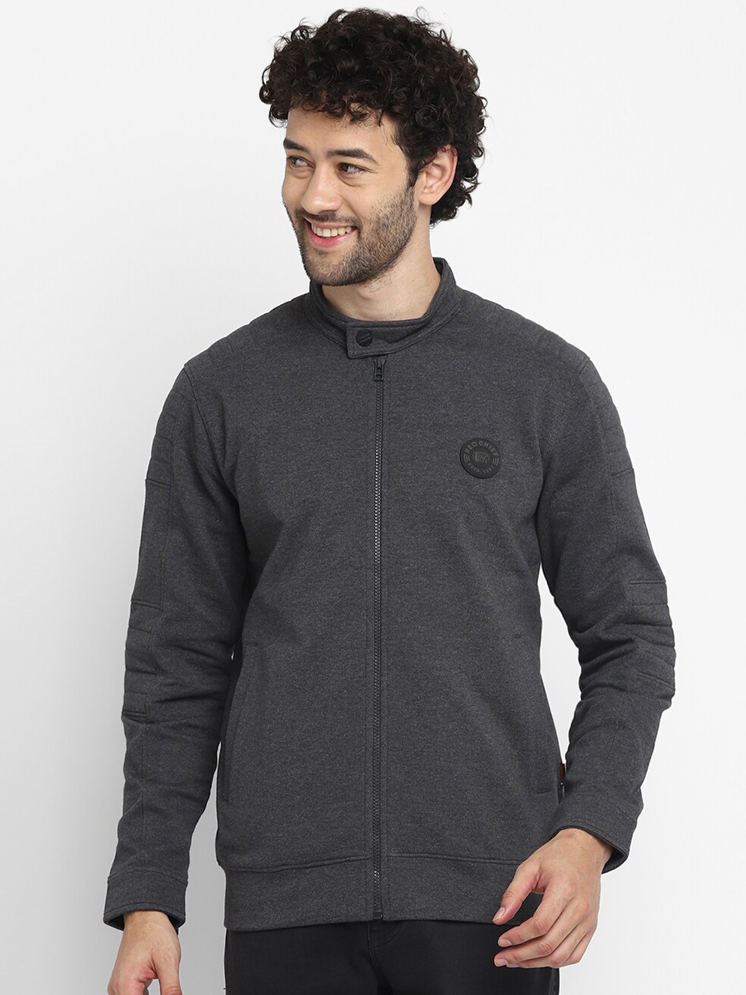 

Red Chief Mandarin Collar Cotton Sweatshirt, Grey