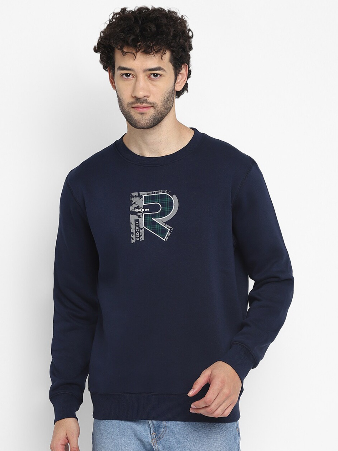 

Red Chief Round Neck Typography Printed Cotton Sweatshirt, Navy blue
