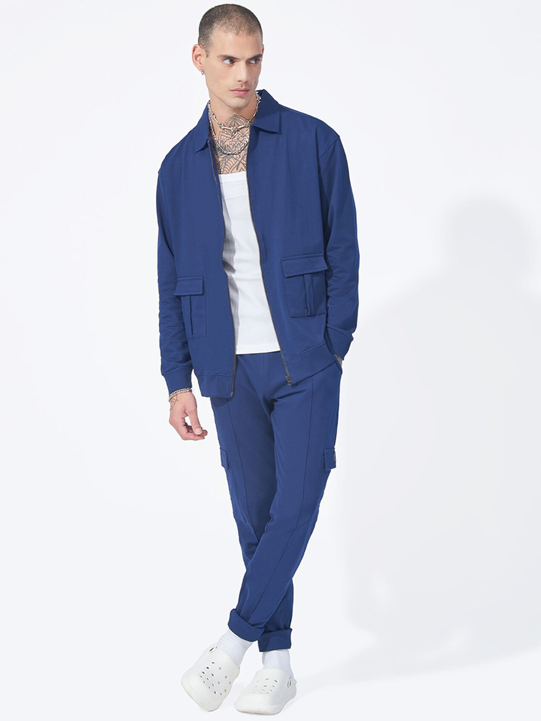 

Maniac Spread Collar Cotton Tracksuit, Blue