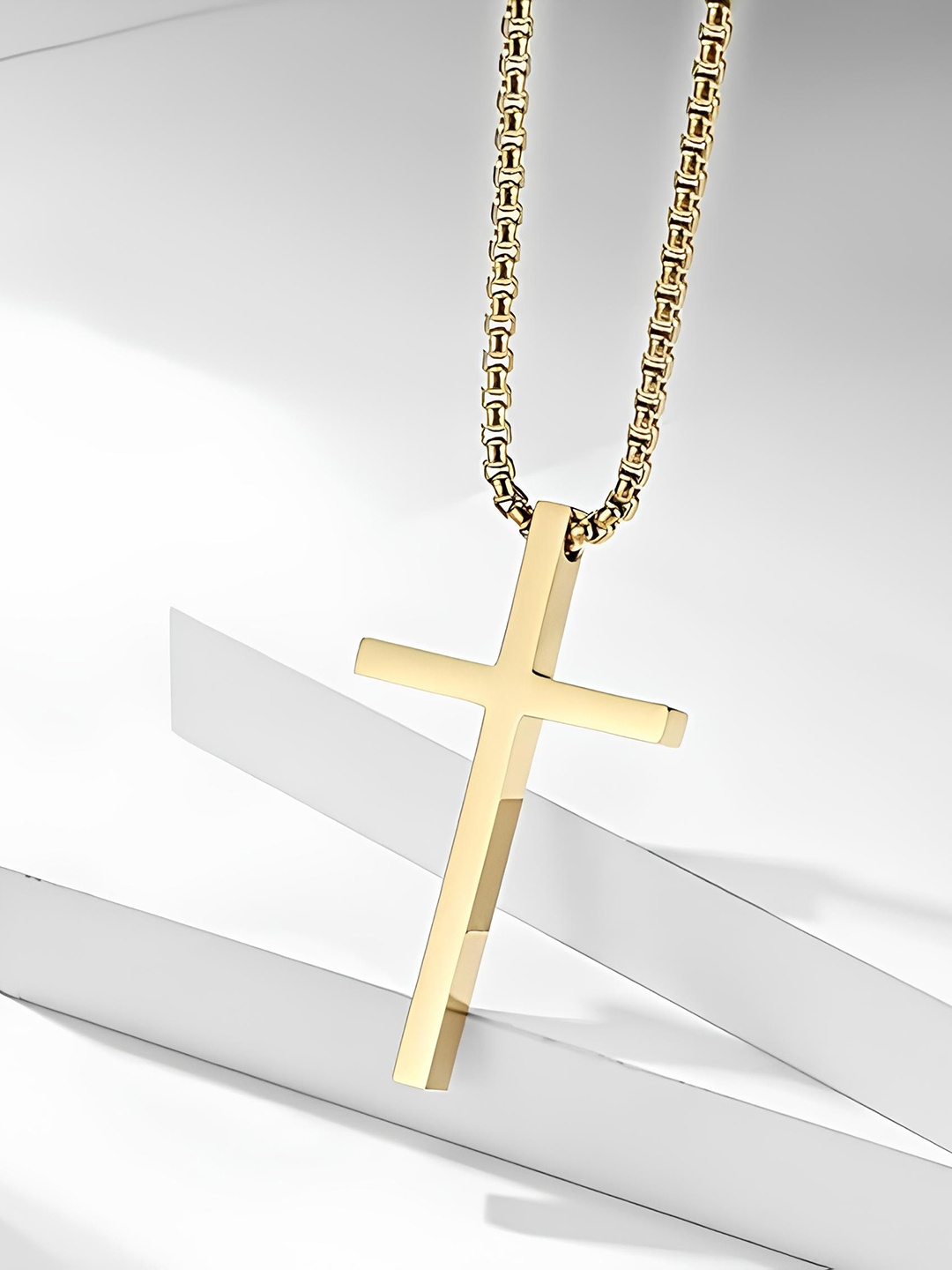

KARISHMA KREATIONS Gold-Plated Stainless Steel Jesus Cross Pendant With Chain