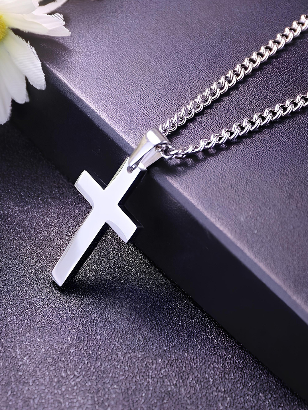 

KARISHMA KREATIONS Silver-Plated Stainless Steel Jesus Cross Pendant With Chain