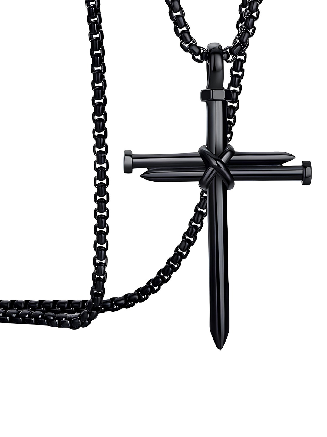 

KARISHMA KREATIONS Stainless Steel Cross Nail Pendant With Chain, Black
