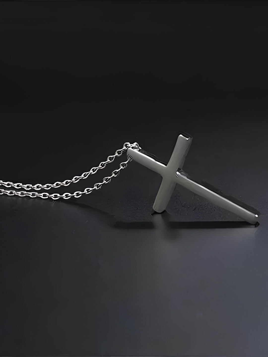 

KARISHMA KREATIONS Silver-Plated Stainless Steel Jesus Cross Pendant With Chain