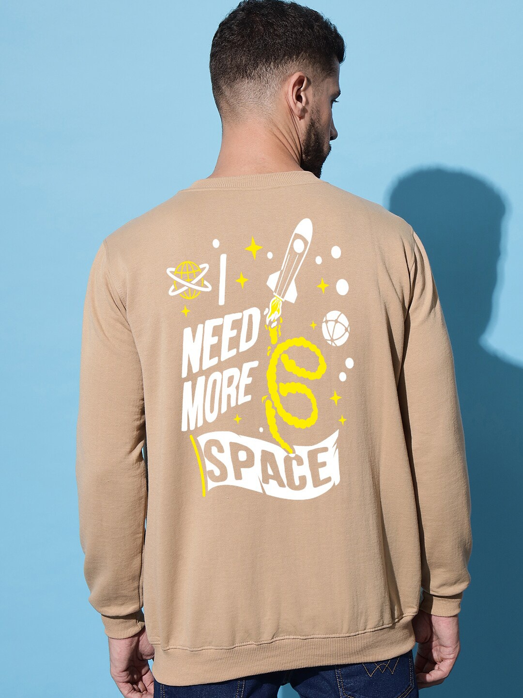 

Imsa Moda Typography Printed Fleece Pullover, Beige