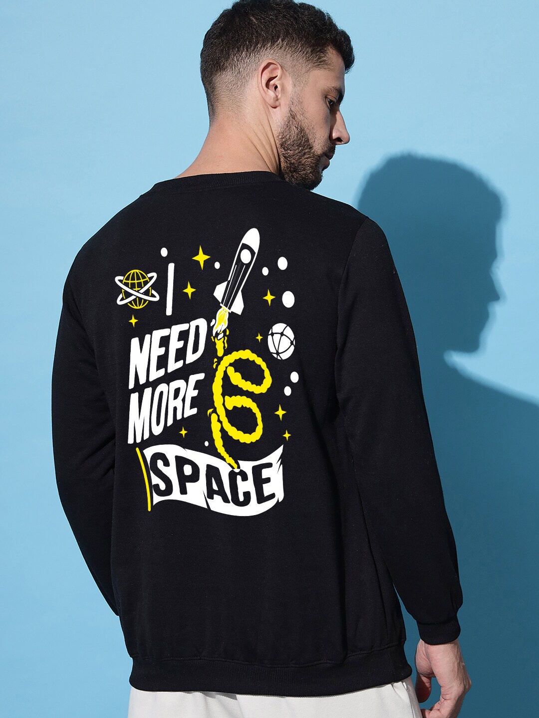 

Imsa Moda Typography Printed Fleece Pullover, Black