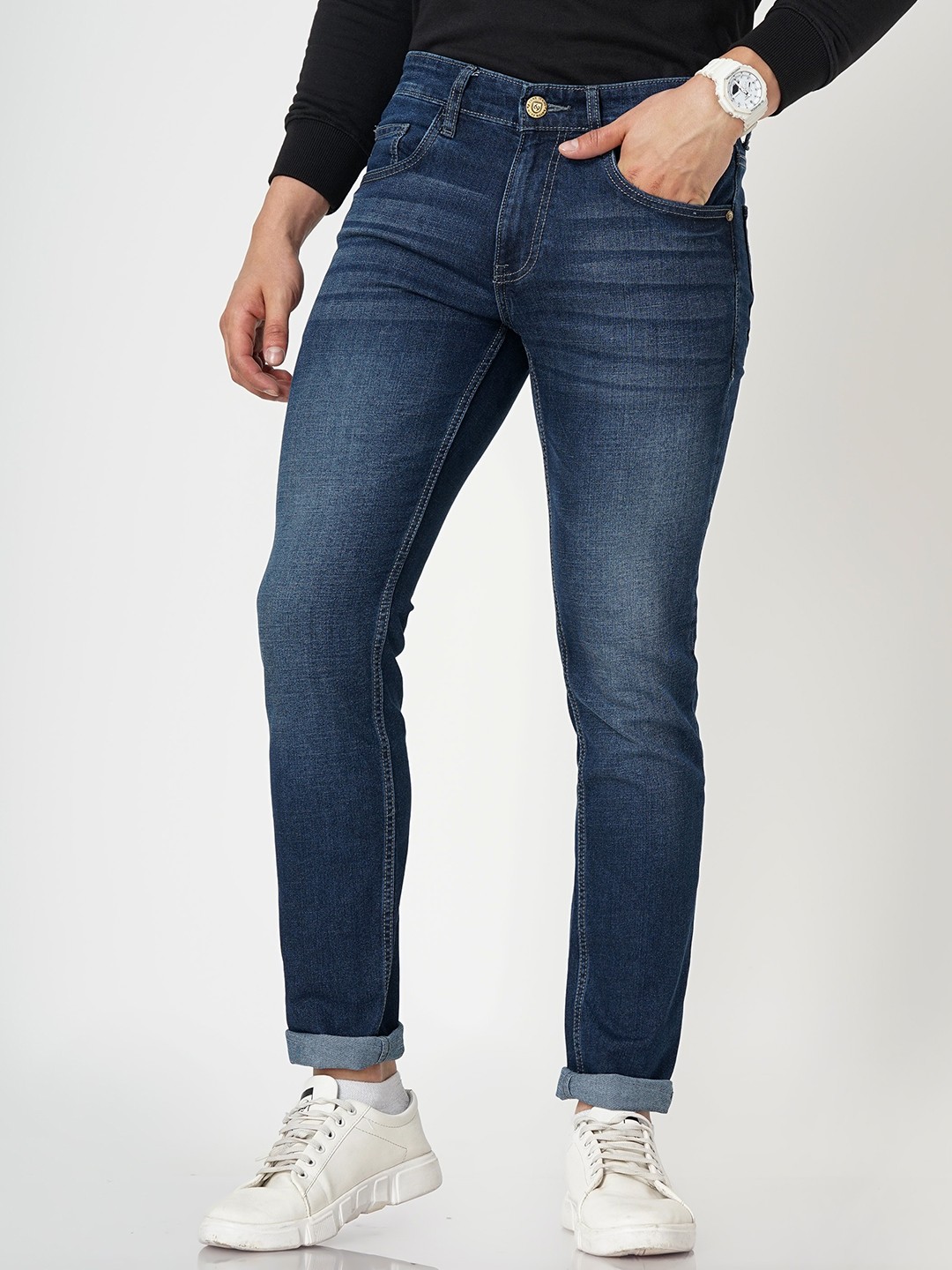 

Llak Jeans Men Skinny Fit Light Fade Clean Look Stretchable Jeans, Blue