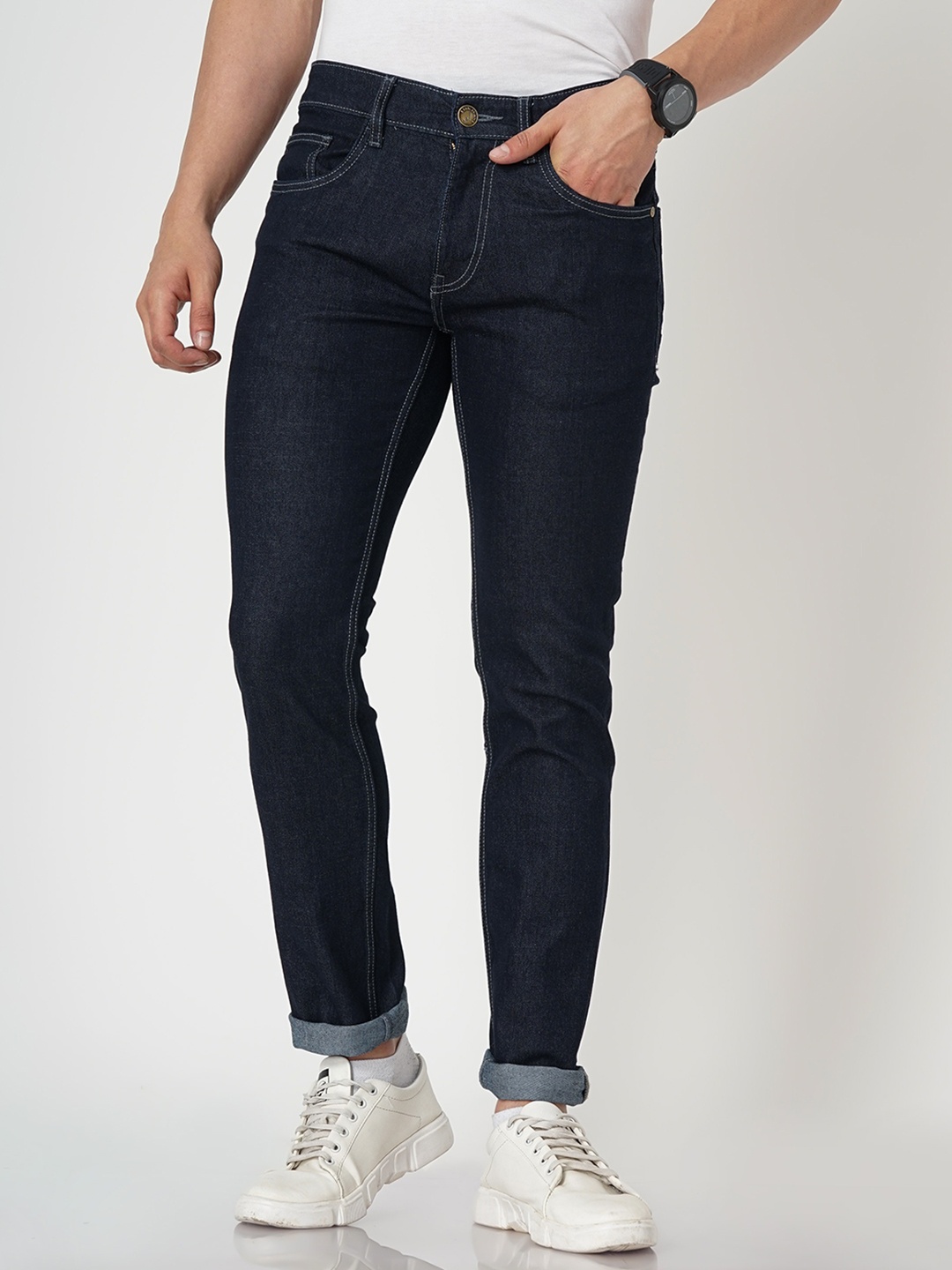 

Llak Jeans Men Skinny Fit Clean Look Stretchable Jeans, Blue