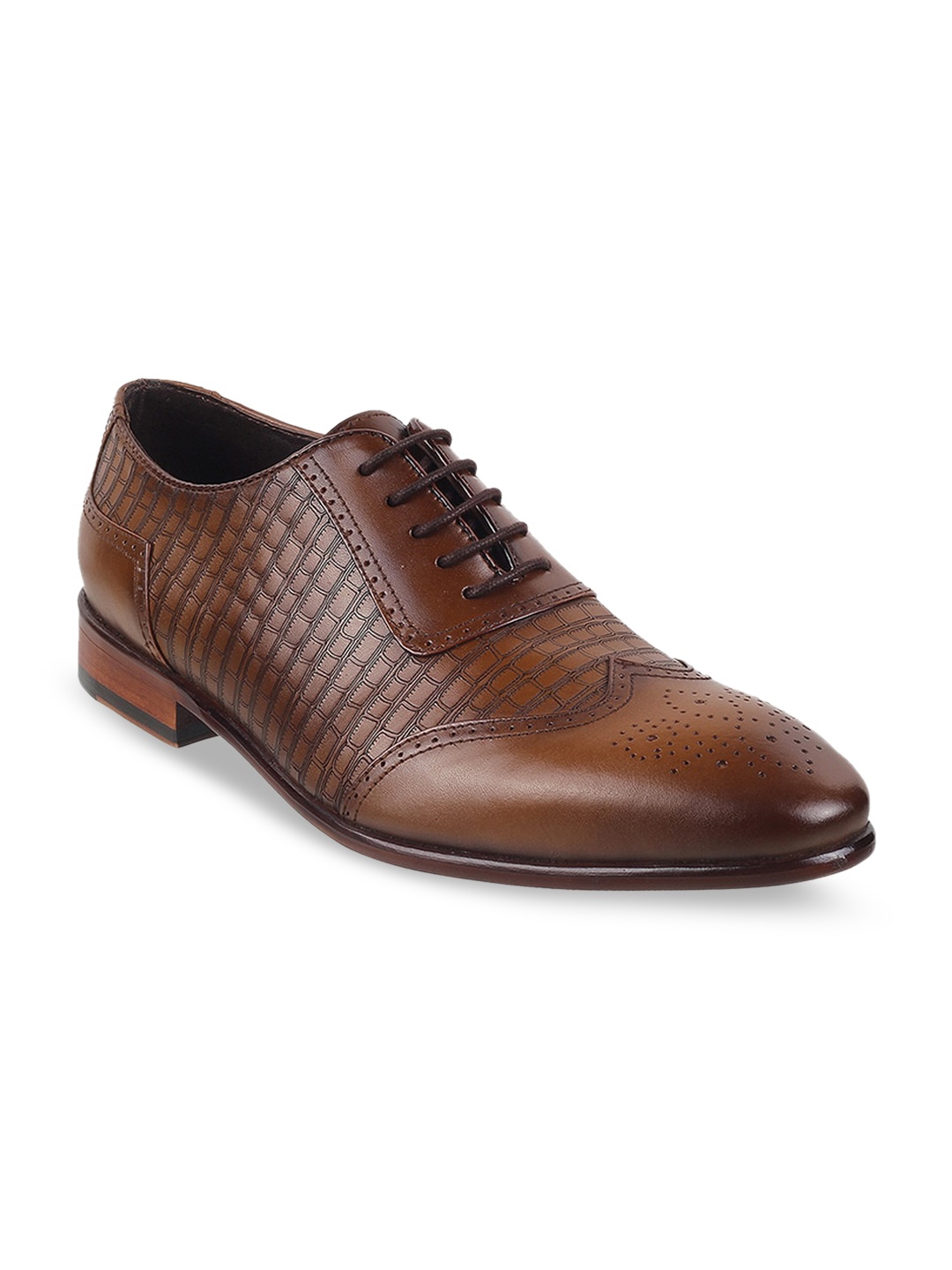 

J.FONTINI Men Textured Leather Formal Brogues, Tan