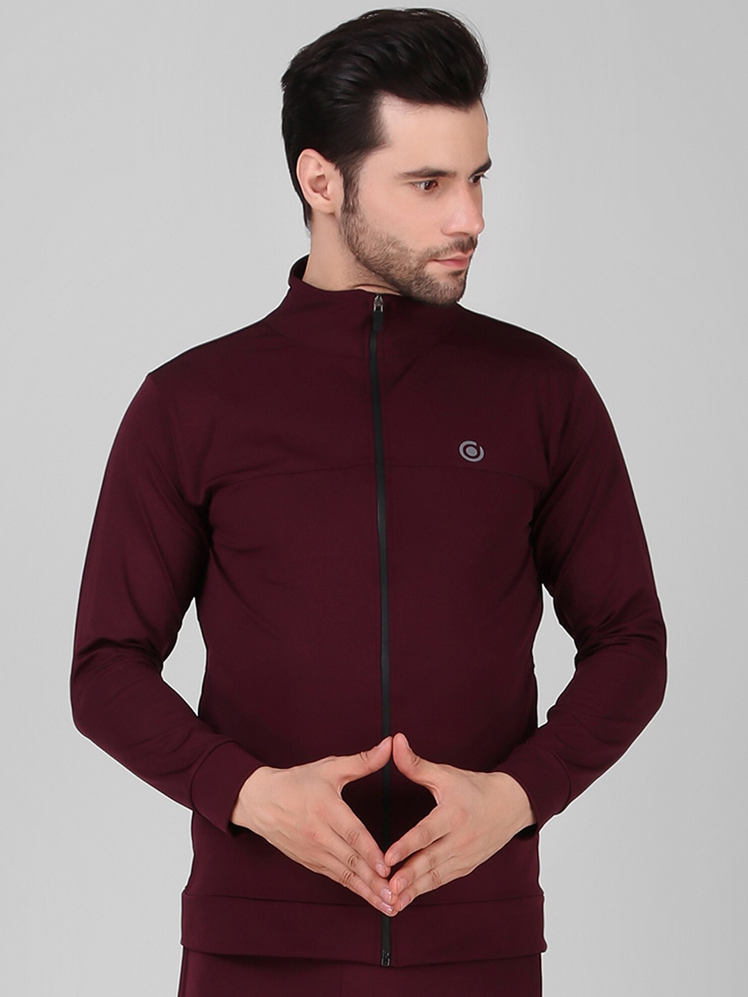 

DIAZ Stand Collar Long Sleeves Sporty Jacket, Maroon