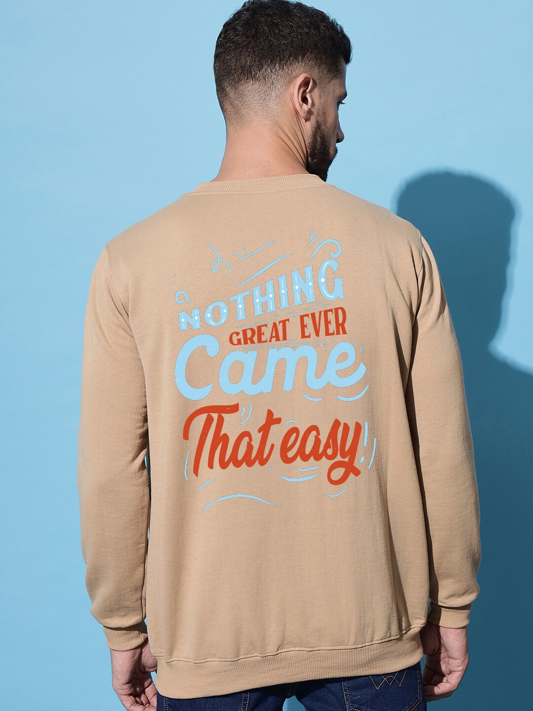 

Imsa Moda Typography Printed Long Sleeves Fleece Pullover, Beige