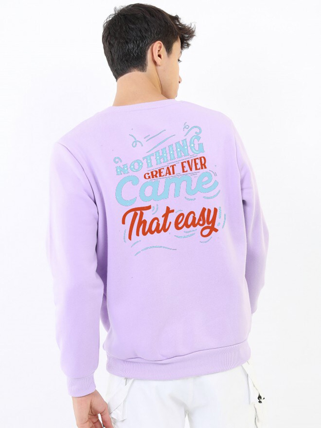 

Imsa Moda Typography Printed Long Sleeves Fleece Pullover, Lavender