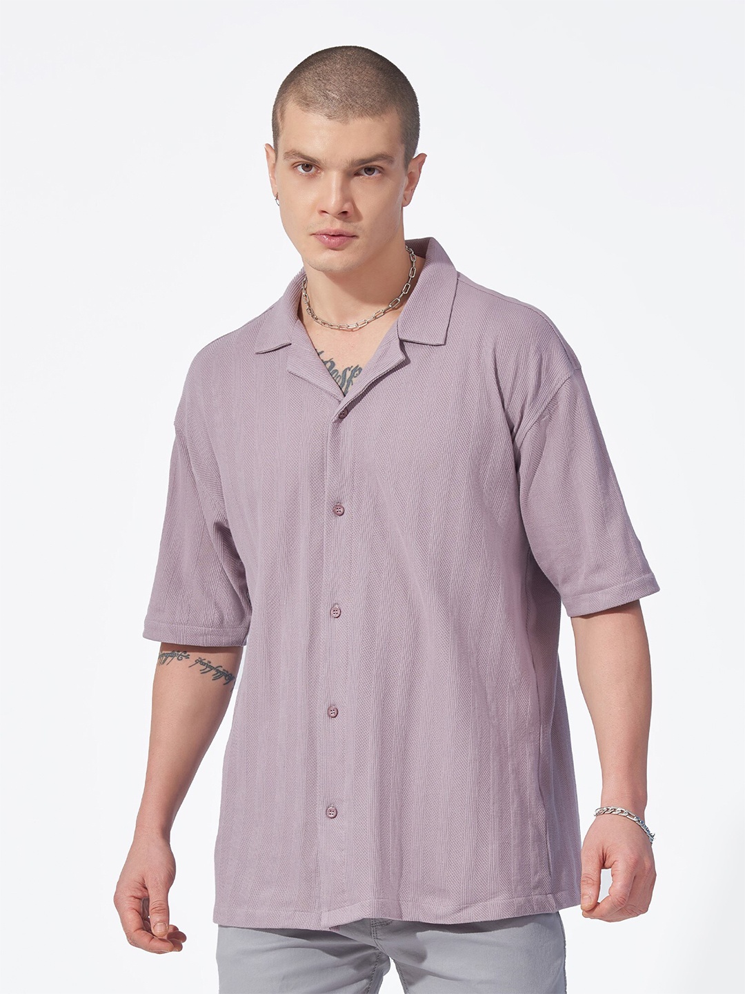 

Maniac Men Lavender Classic Opaque Casual Shirt