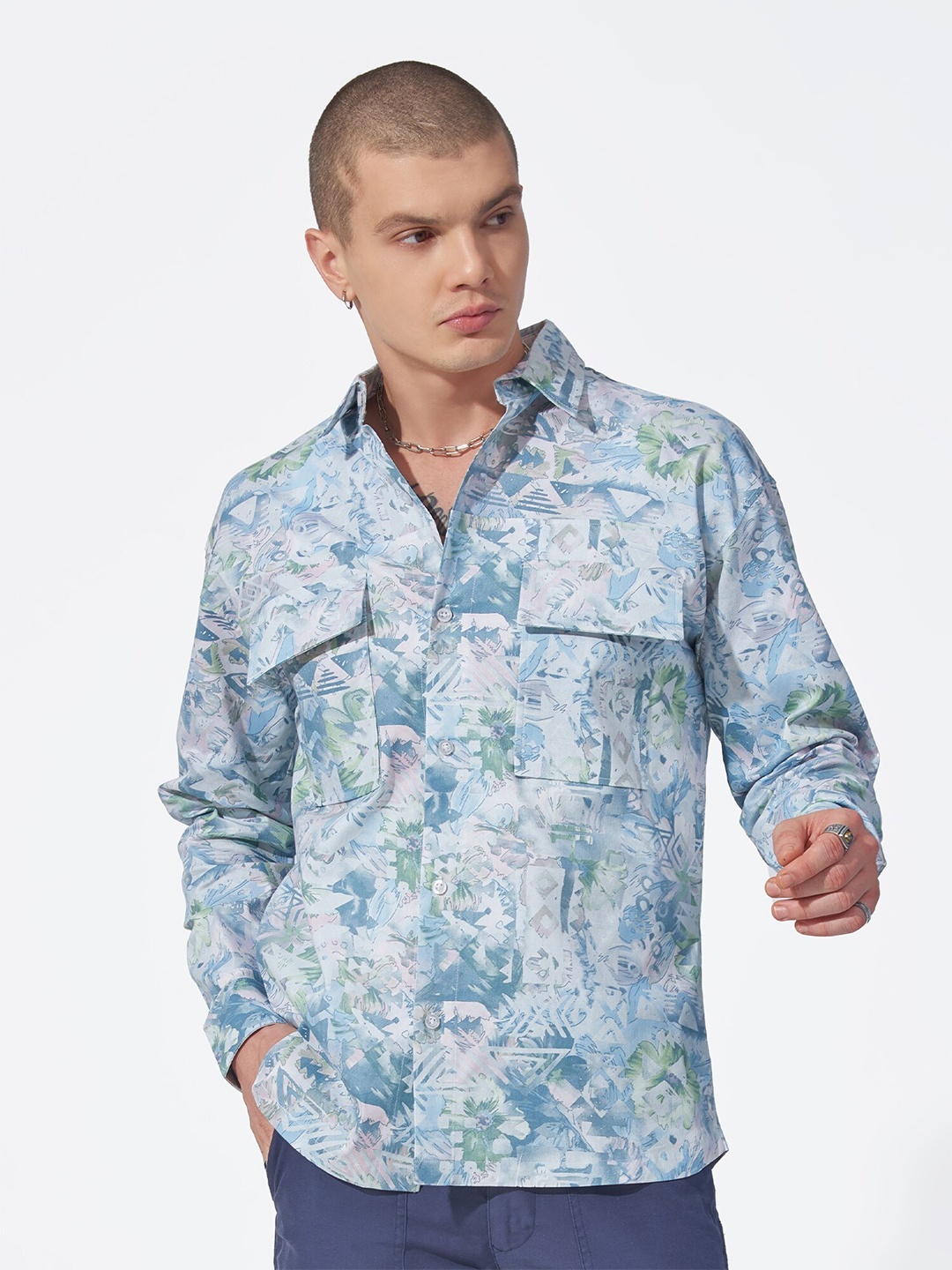 

Maniac Men White Classic Floral Opaque Printed Casual Shirt