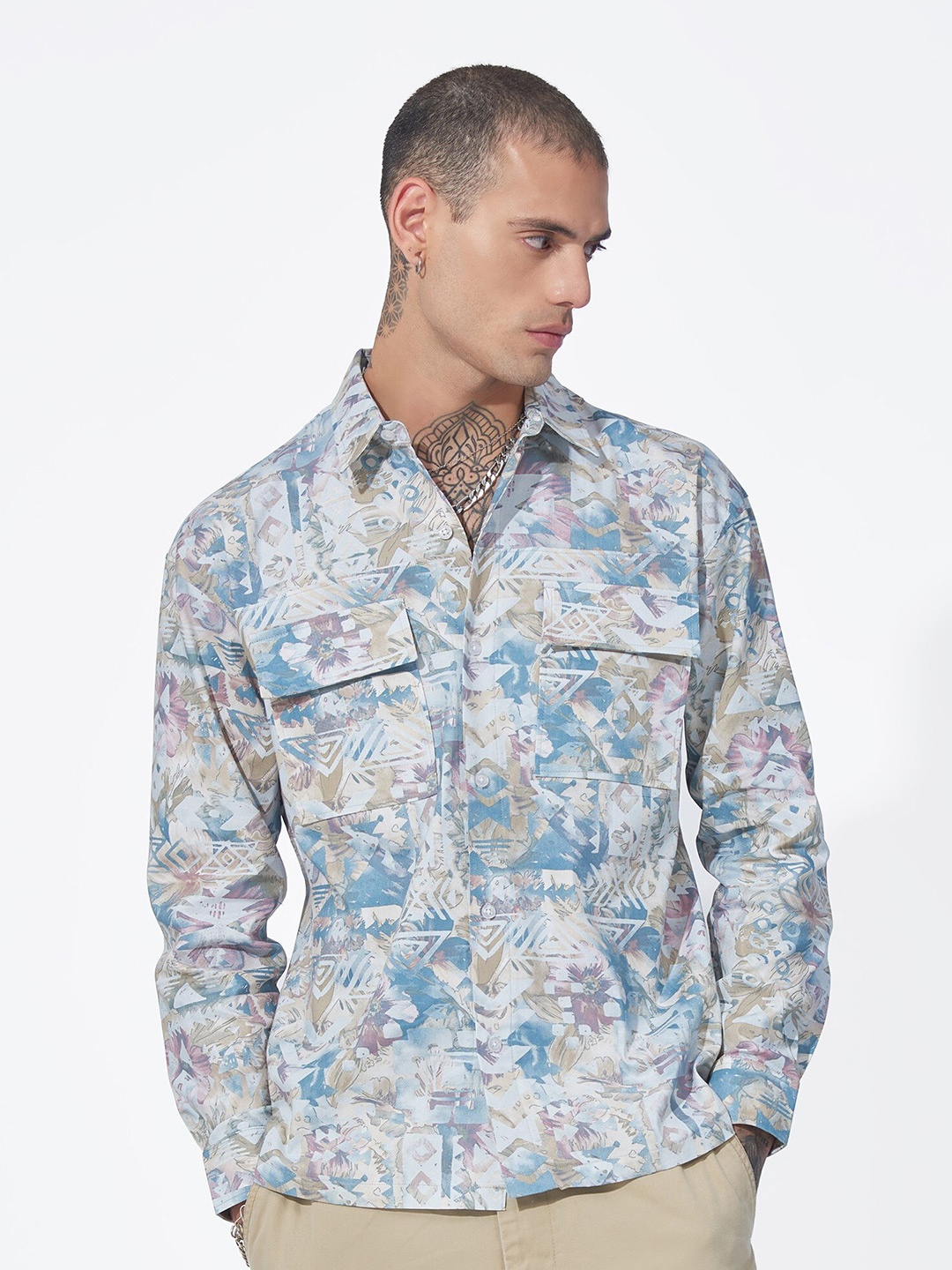 

Maniac Men White Classic Floral Opaque Printed Casual Shirt