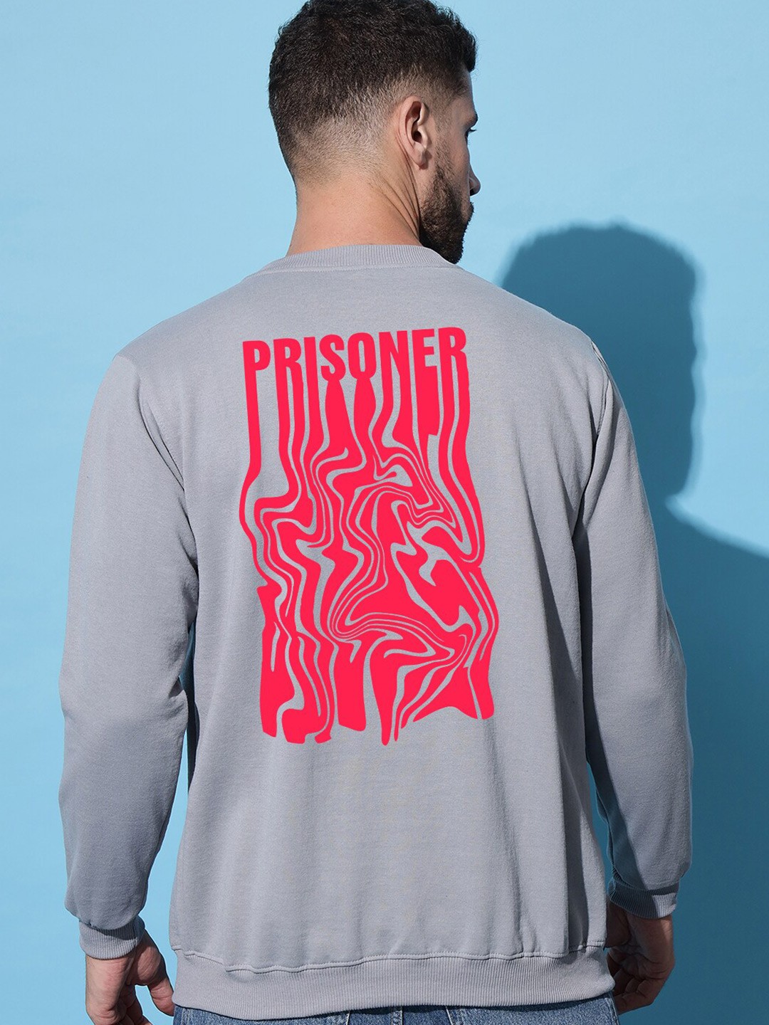 

Imsa Moda Typography Printed Fleece Pullover, Grey