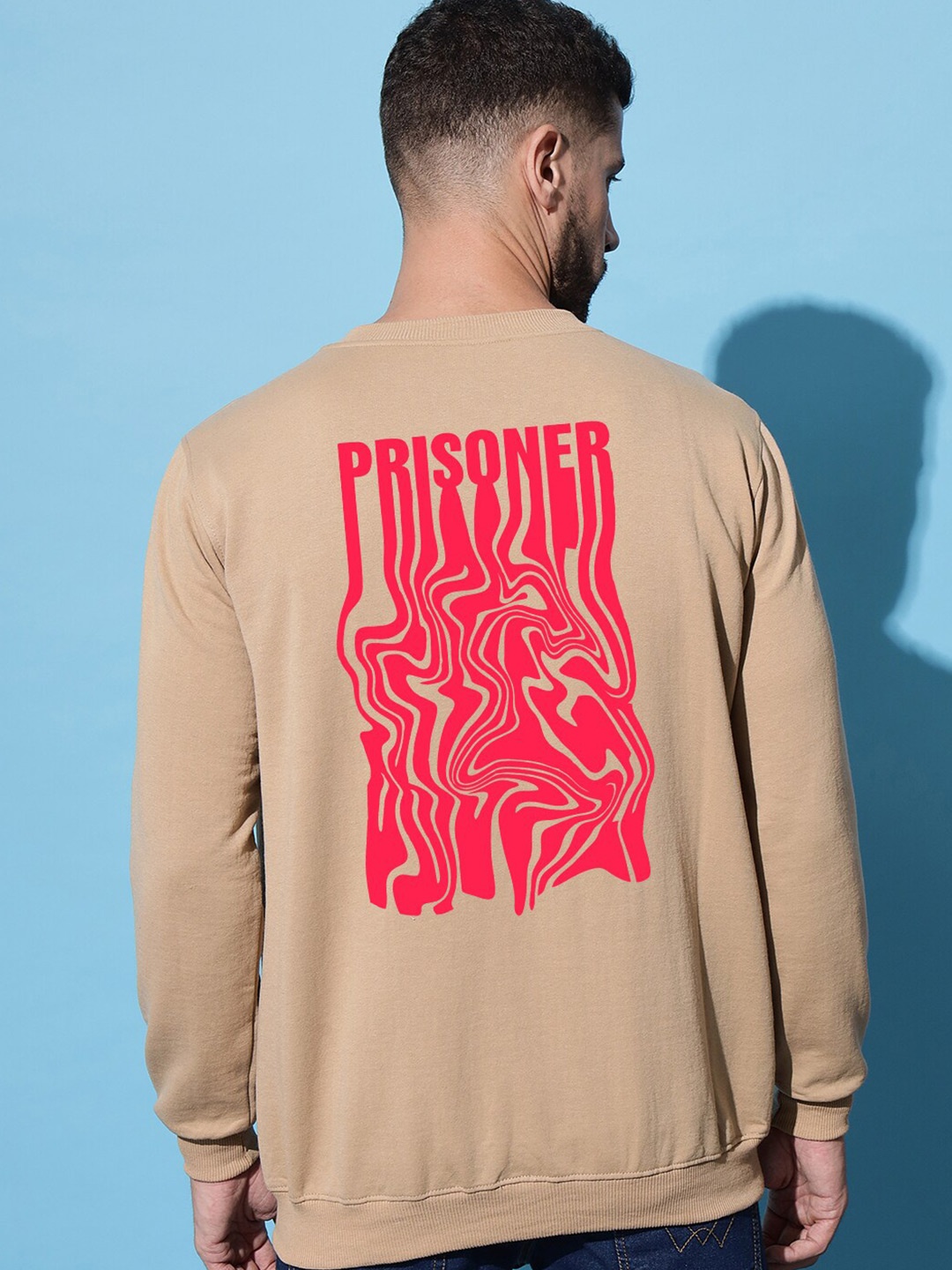 

Imsa Moda Typography Printed Fleece Pullover, Beige