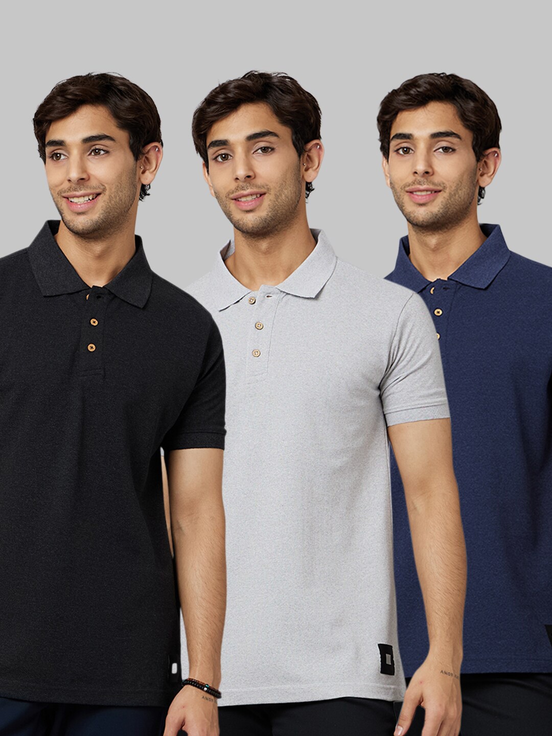 

Smugglerz Pack Of 3 Polo Collar Antimicrobial T-shirt, Grey