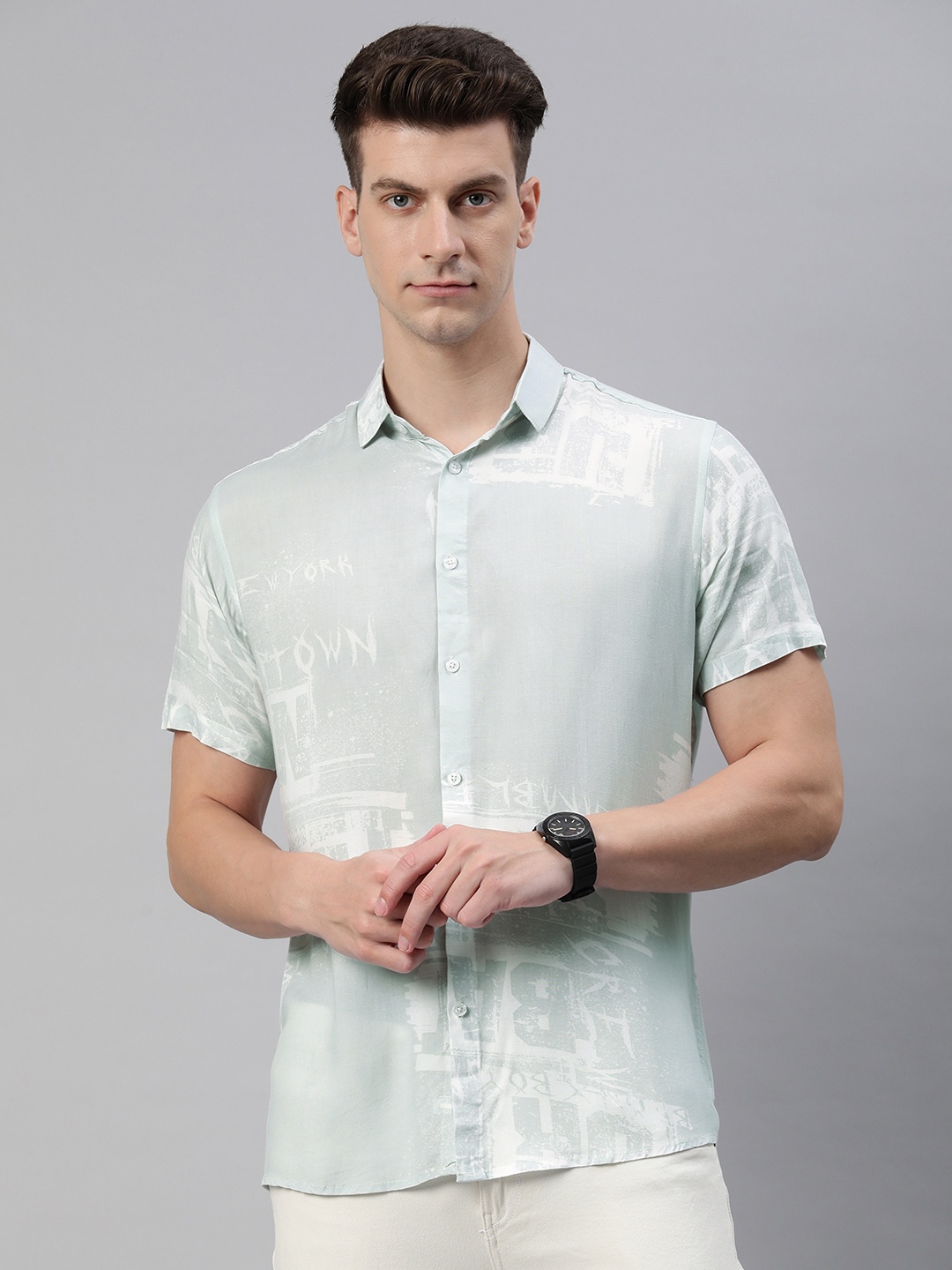 

Majestic Man Men Half Sleeves Casual Shirt, Sea green