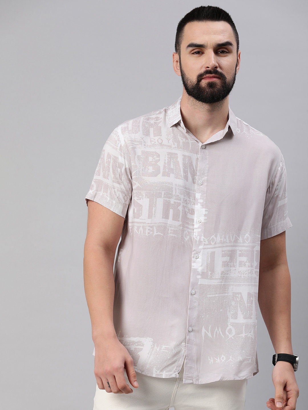 

Majestic Man Men Half Sleeves Casual Shirt, Beige