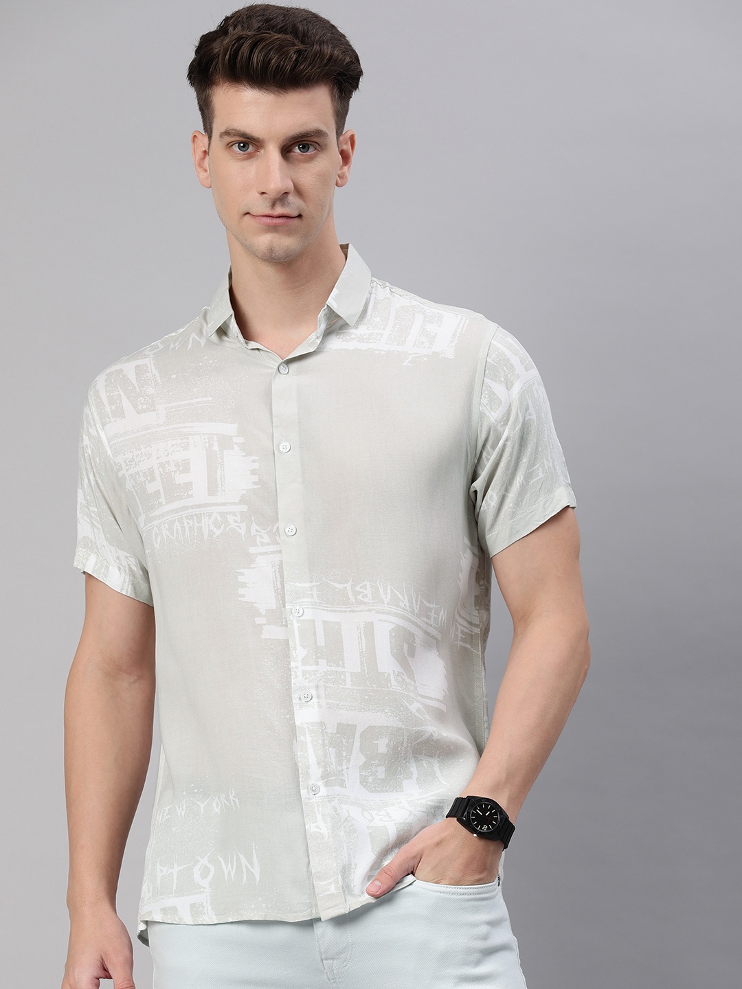 

Majestic Man Men Half Sleeves Casual Shirt, Green