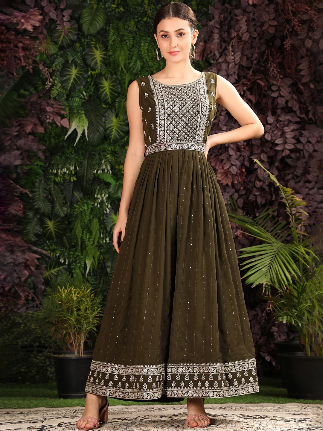 

BLACK SCISSOR Embellished Detailed Jumpsuit With Belt, Olive
