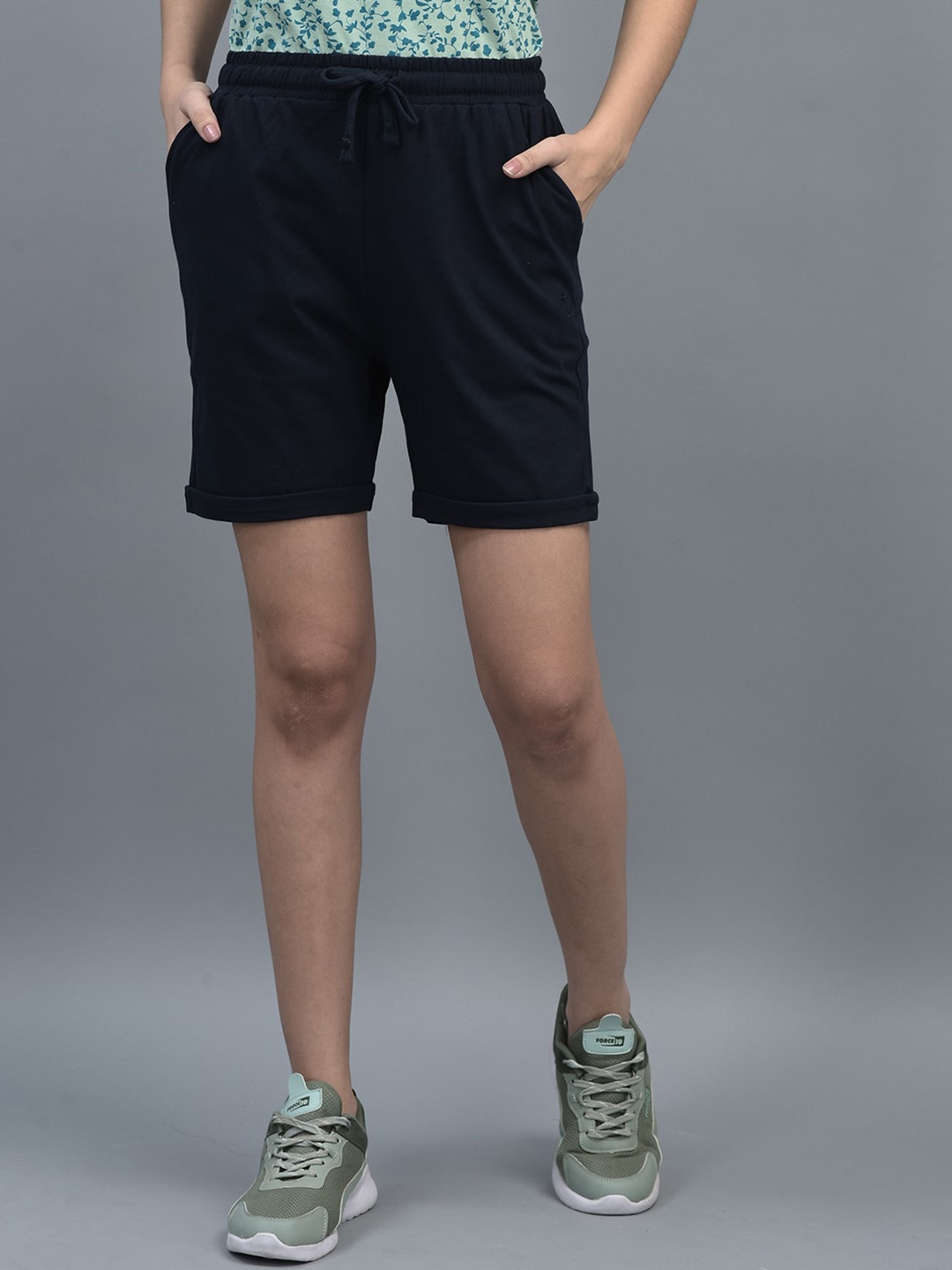 

Dollar Women Slim Fit Antimicrobial Cotton Training Sports Shorts, Navy blue