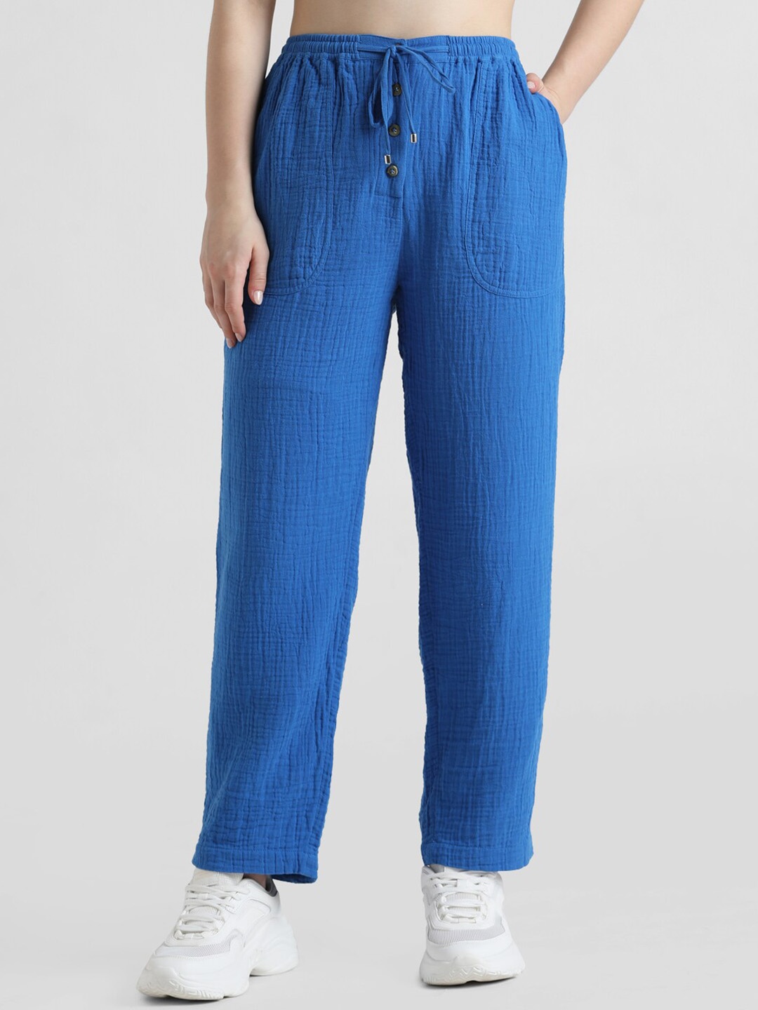 

ONLY Women Straight Fit High-Rise Trousers, Blue