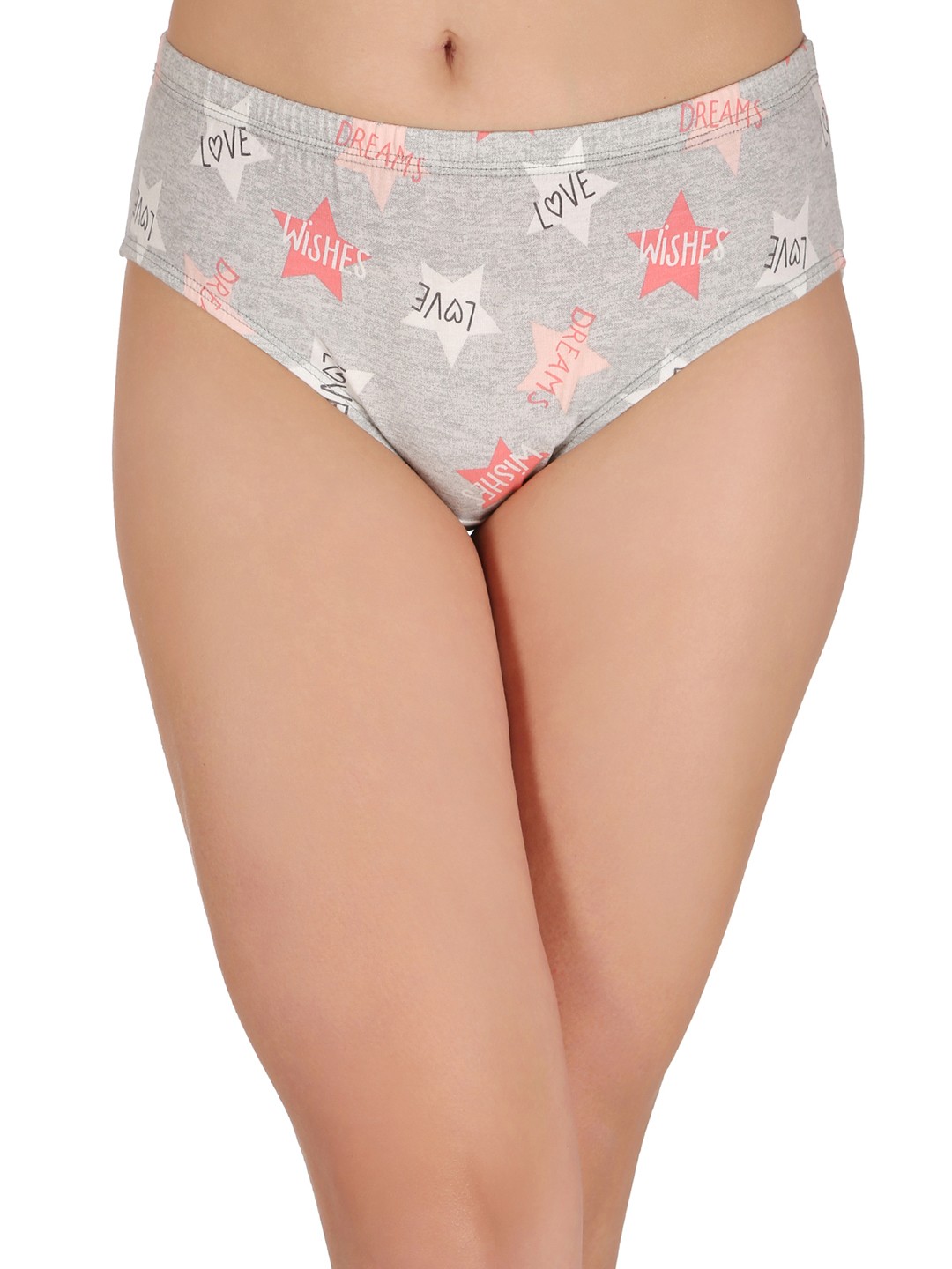 

Clovia Mid Waist Printed Hipster Panty With Inner Elastic PN2378P05, Grey