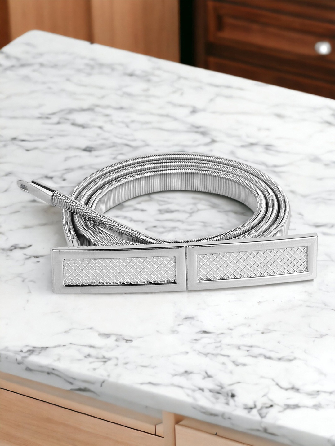 

DressBerry Women Silver-Toned Textured Belt
