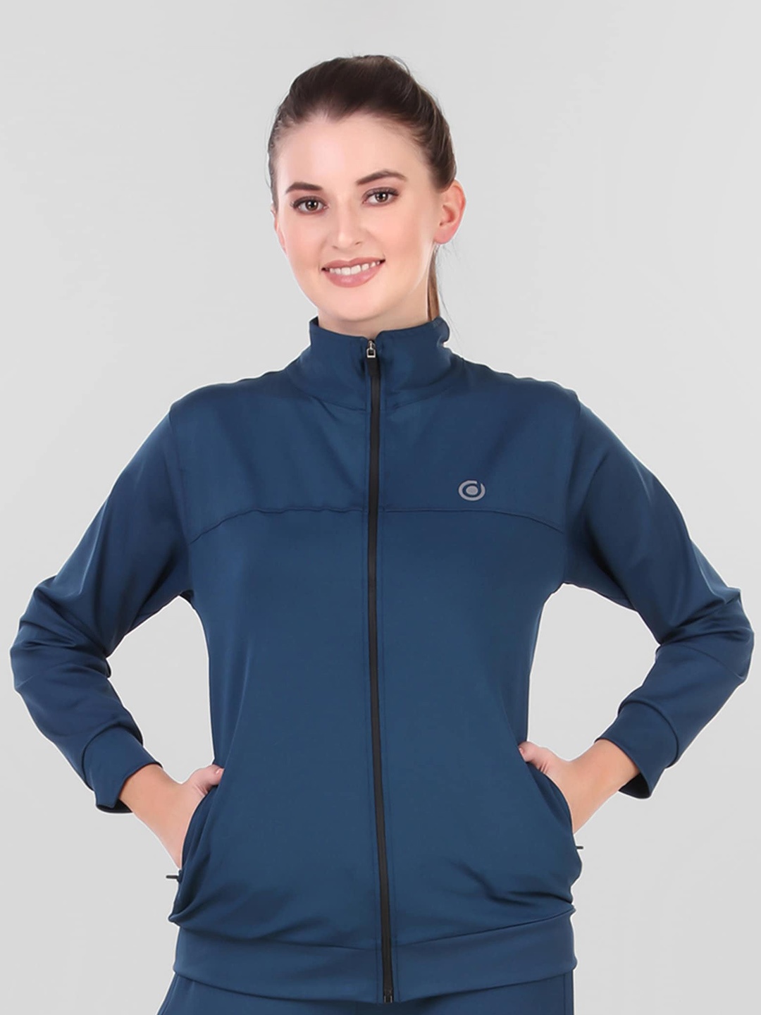 

DIAZ Mock Collar Training or Gym Sporty Jacket, Teal